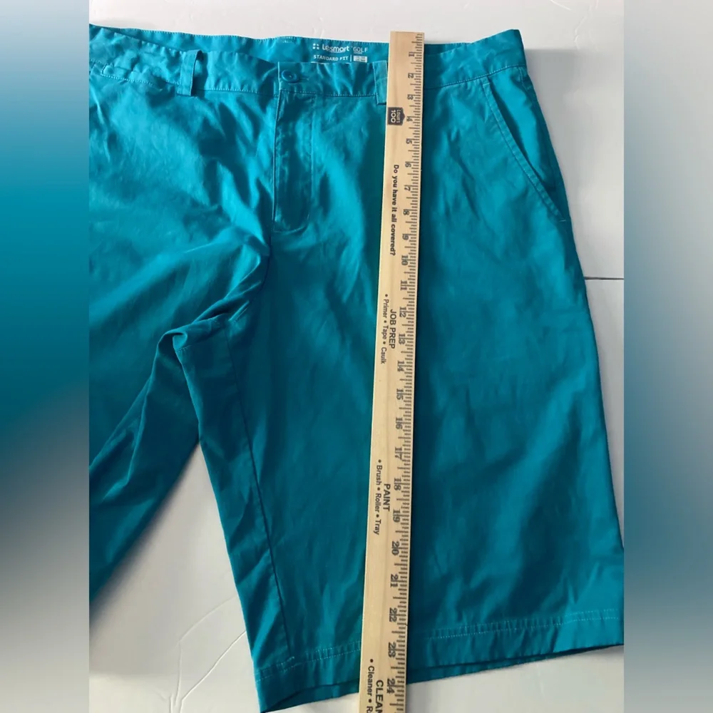 Lesmart Mens Golf Shorts SZ 38 Teal Flat Front